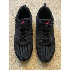 Slow Man Women's Jazz Shoes Lace Sneakers Black Breathable Mesh Women’s Size 8.5